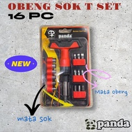 OBENG SOK T SET 16IN1 PANDA FULL BESI CHROME DENGAN MATA SOK DAN MATA OBENG MURAH BERKUALITAS 7685