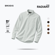 KEMEJA Broodis Men's Formal Shirt RADIANT Sage Green Plain Cotton Oxford Slimfit Long Sleeve Kemeja 