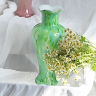 Xinke Home Furnishing French Retro Antique Style Fenton Petal Folding Mouth Art Glass Vase Wave Poin