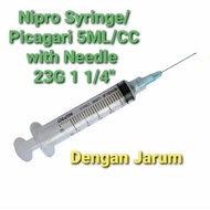 Picagari Jarum  Nipro Syringe with Needle / Ink Refil / 3 ML / 5ML /CC 23G 25G 1 1/4"