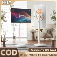10-55 Inch Mobile TV Stand Height Adjustable Rotating White Floor TV Stand with Wheels Pendakap TV