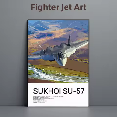 Fighter Aircraft Sukhoi Su-57 Poster Prints Canvas Painting Wall Airliner Airplane Plane Art F-22 Ra