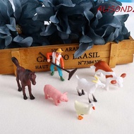 ALISONDZ Figurines Horse Cow Home Decor Animal Model Crafts Farmland Worker Fairy Garden Ornaments