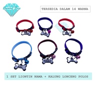 Kalung Kucing Lonceng Nama Motif Polos / Kalung Kucing Nama / Kalung Anjing Nama / Kalung Lonceng / 