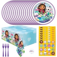Unique Gabby's Dollhouse Party Supplies Pack for 16 Guests - Gabby Dollhouse Plates and Napkins, Tab