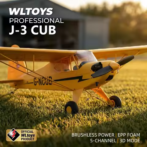 WLtoys A160 J-3 Cub RC Airplane, 1406 Brushless Motor 5CH 3D/6G System Remote Control Plane, RTF wit