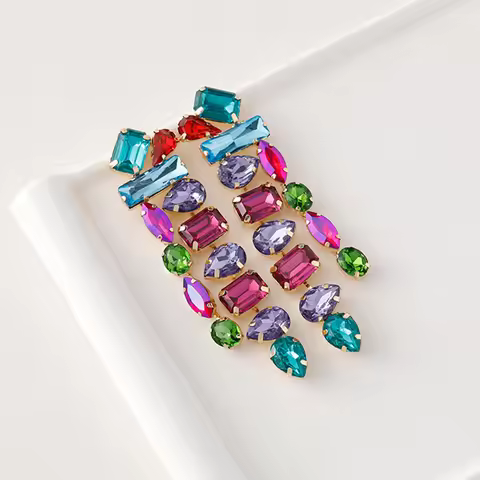 Fashion Bohemia Earrings For Women Statement Soldering Long Jewelry Flower Rhinestones Classic Luxur