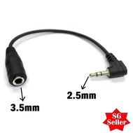 2.5mm to 3.5mm Audio Female Aux Converter Short Cable Adapter 15cm