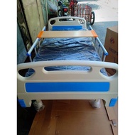 ♞Hospital Bed 2 Cranks with Complete Set Iv Pole,Over Bed table,lethearette foam