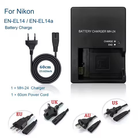 MH-24 Battery Charger for Nikon EN-EL14/EN-EL14a-Fast Charging for D3500 D5600 D3400 D5300, Coolpix 