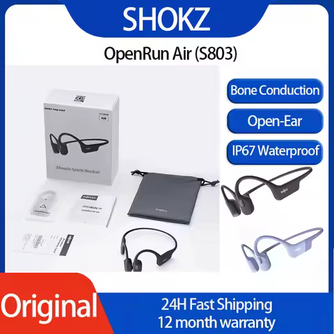 New Shokz OpenRun Air S803 Bone Conduction Open-ears IPX7 Waterproof Sports Headphones Wireless Blue