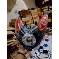 READY HEADLAMP REFLEKTOR LAMPU DEPAN PLUS MIKA KACA LAMPU DEPAN MIO SOUL KARBU LAMA CUSTOM HITAM ORA