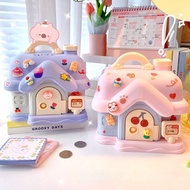 Cute Little House Shaped Savings Box for Children (with 2D + 3D sticker included)