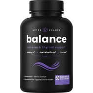 NutraChamps Thyroid Support & Adrenal Support Supplement 60 Capsules 2-in-1 Formula Iodine & Ashwaga