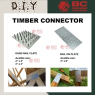 Timber Connector: 3"x3" / 4"x4" Gang Nail Plate | 3"x8" Nail on Plate