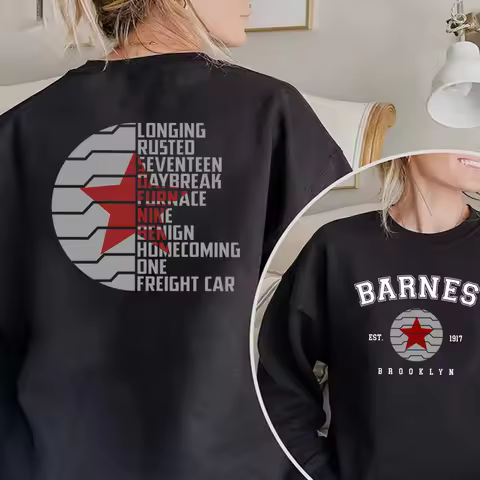 Vintage Bucky Barnes 1917 Sweatshirt Winter Soldier Hoodie Front and Back Print Pullover Unisex Long