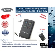 Dnor Turbo 880 Autogate Motor 4 Channel Anti-Spy Remote Control (D'nor 4CH Remote) - 1 Unit Only