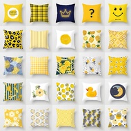 [Taiwan Shipment] Yellow Cartoon Geometric Pillowcase Home Furnishings Sofa Pillow Cushion Cover Dou
