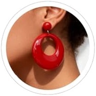 60s 70s Earrings for Women Acrylic Red Hot Pink White Earrings for Women Dangle Retro Disco Earring 