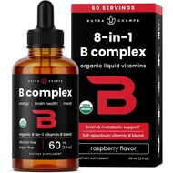 USDA Organic Vitamin B Complex Liquid Drops | B Vitamins Complex Supplement with B1, B2, B3, B6, B7,