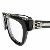 成色極佳 ▼ CHROME HEARTS BOX-OFFICER 925 匕首形金屬方形眼鏡 黑色 銀色 59□19-144 近視鏡鏡片 日本製造 總重量 60.86克 男士