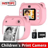 Kid Instant Digital Print Camera 2" Screen Thermal Printer With 2Roll Thermal Paper