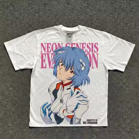 Neon Genesis Evangelion Anime Ayanami Printed T-shirt Men's and Women's T-shirt Men's Top Sports T-s