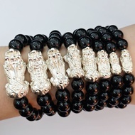 Silver 999.9 'Pixiu' Agate Bracelet