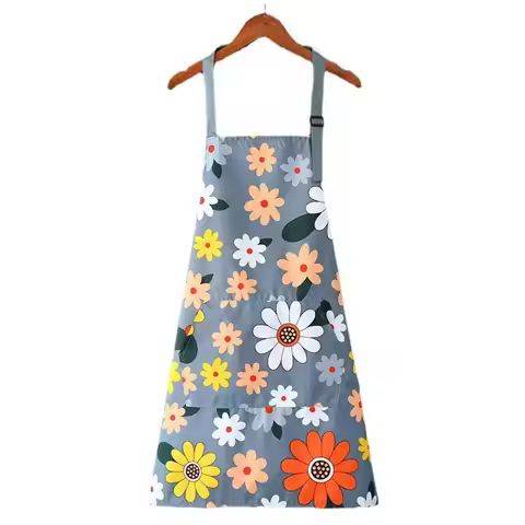 Fashion Flower Prints Kitchen Apron Oil-proof Sleeveless Cooking Apron Waterproof Anti-fouling Kitch