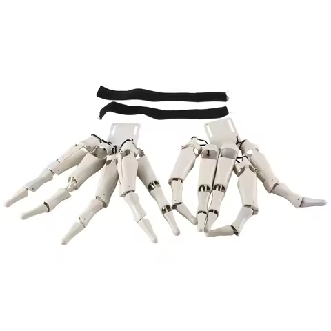 New White Halloween Articulated Finger Skeleton Hands Realistic Horror Ghost Claw Props Finger Glove