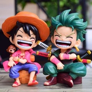 One Pillow Seated Q Series Luffy Zoro Sanji Trendy GK One Piece Seated Q Version Series Luffy Zoro Sanji Trendy GK Figure Doll Model Car Decoration 4.13