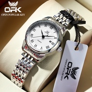 【รับประกัน 1 ปี】OPK นาฬิกา ผู้หญิง ใหม่ ของแท้ 100% สายสแตนเลส แฟชั่น กันน้ำ นาฬิกาดิจิตอล