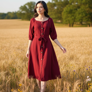 Dress Korean style daster bali Pakaian wanita polos full kancing depan Tali Samaping Busui Fredly