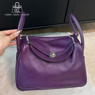 🌈Hermes💜Lindy 30💜紫色銀扣🌟98新🌟evercolor皮🌟