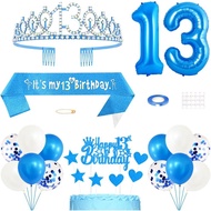 13th Birthday Decorations for Women, Princess Crown Queen Tiara, It's My 13th Birthday Sash, 13 Year