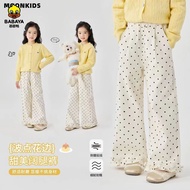[Ready Stock] Baba Duck Children's Pants 2025 Polka Dot Wide-Leg Pants Girls Fashionable Trousers Sp