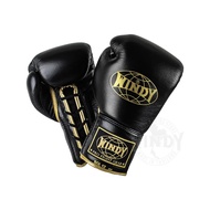 Windy Boxing Store 🥊 BGL-BG ถุงมือผูกเชือก Windy สีดำทอง Windy Pro Boxing Gloves นวมชกมวย หนังวัวแท้