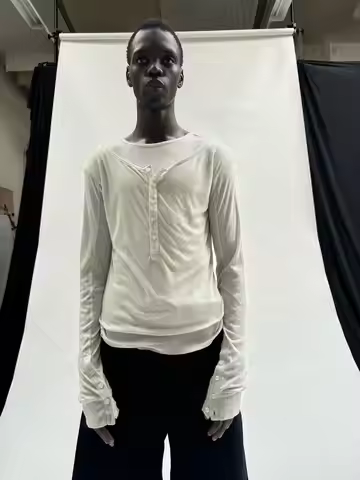 Even Cero Siete Slim Fit round Neck Double Layer Black White Shirt Breathable Long Sleeve Cleanfit P