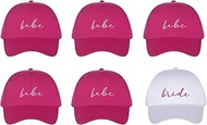 POP FIZZ DESIGNS Bride Tribe Hats I 6 Pack I 1 Bride Hat 5 Babe Hats I Bachelorette Hats Pink
