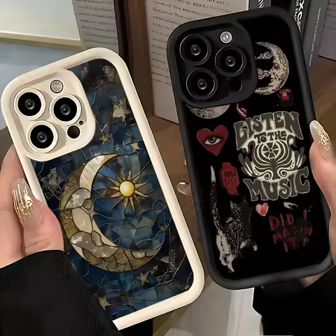 Aesthetic Printed Sun & Moon Phone Case for Motorola Moto Edge G15 G24 50 G35 G05 G34 E14 G75 G PLAY