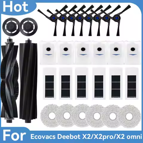 Ecovacs Deebot X2, X2 Pro X2 Omni Robot Vacuum Cleaner Daily Consumables Main and Side Brushes, Mop 