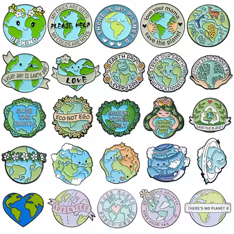 Protect Environment Love The Earth Enamel Pins Creative Earth Day Collection Brooches Lapel Badge Je