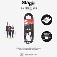 STAGG SYC3/MPSB2CME STEREO MINI JACK TO DUAL RCA CABLE - 3 METRES (SPLITTER CABLE/  10 FT CABLE)
