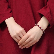 Hotan Straw Vermillion Sand Handring Purple Gold Sand Original Stone Nati Hetian Jade Cinnabar Bracelet Purple Gold Sand Rough Stone Benming Year Transfer Transport Year of the Ox Red String Female Bracelet Gift e31cd