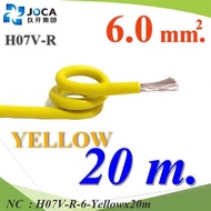 NC 20 Meters Flexible Cable Wiring H07V-R AC DC Power H07V-R-6-Yellowx20m