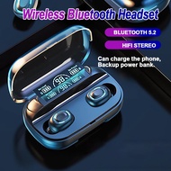 Tws Wireless Bluetooth Headset Mini In-Ear Fingerprint Touch Headset with LED Display Microphone Noise Reduction Stereo Bluetooth Headset IPX5 Waterproof