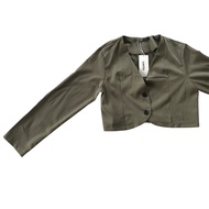 Lovito Green Suit Crop Top V-Neck Long Sleeve