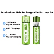Doublepow USB Rechargeable Battery AA (1.5V Rechargeable Lithium Battrery/High Capacity 1800mwh)