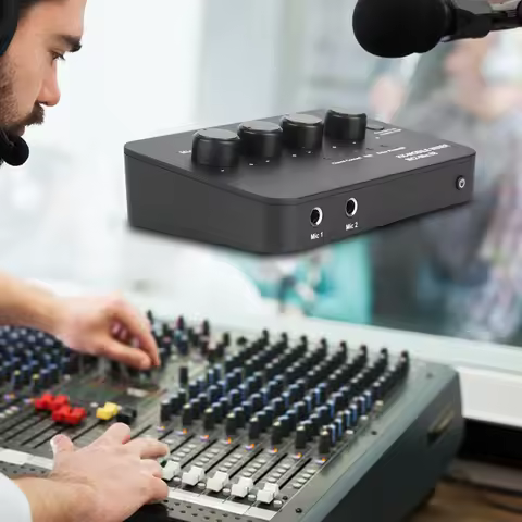 Portable Karaoke Microphone Mixer 3.5mm AUX BT Connection with 2 Mic Inputs Karaoke Sound Mixer for