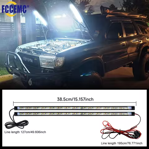 2 In 1 LED Car Under Hood Lighting 12V Universal Waterproof Super Bright White Light Strip Work Insp